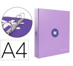 Carpeta 4 anillas 40 mm mixtas antartik a4 forrada color lavanda