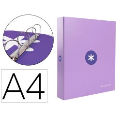 Carpeta 4 anillas 40 mm mixtas antartik a4 forrada color lavanda