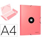 Carpeta antartik gomas tres solapas carton forrado a4 color coral