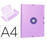 Carpeta antartik gomas tres solapas carton forrado a4 color lavanda