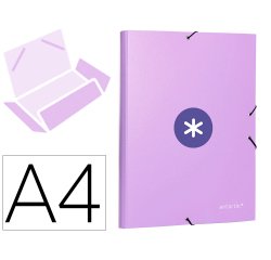 Carpeta antartik gomas tres solapas carton forrado a4 color lavanda