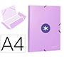 Carpeta antartik gomas tres solapas carton forrado a4 color lavanda