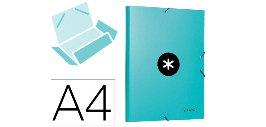 Carpeta antartik gomas tres solapas carton forrado a4 color menta