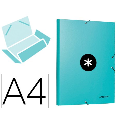 Carpeta antartik gomas tres solapas carton forrado a4 color menta