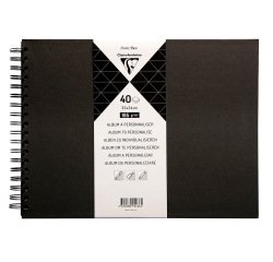 Album espiral para personalizar clairefontaine tapa dura negra 32x24 cm 40 hojas 185 gr