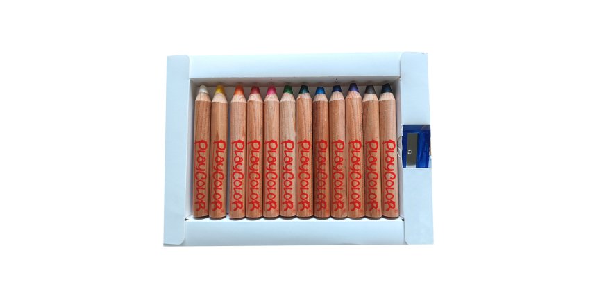 Lapices de colores playcolor maxi basic con sacapuntas caja de 12 unidades colores surtidos