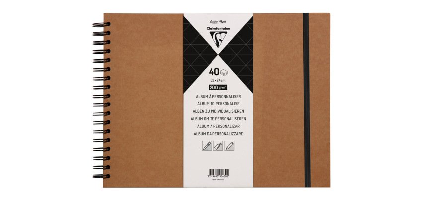 Album espiral para personalizar clairefontaine tapa dura kraft 32x24 cm 40 hojas 200 gr