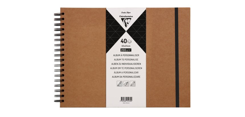Album espiral para personalizar clairefontaine tapa dura kraft 32x24 cm 40 hojas 200 gr