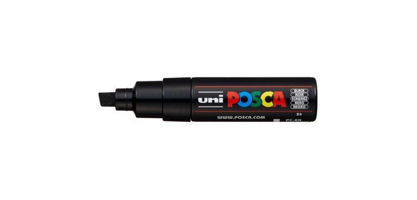 Rotulador uni posca pc-8k marcador de pintura punta biselada 8 mm negro