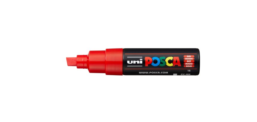 Rotulador uni posca pc-8k marcador de pintura punta biselada 8 mm rojo