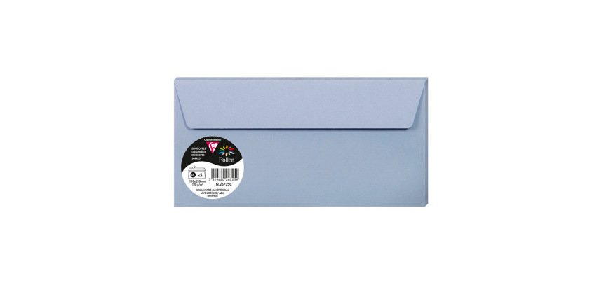 Sobre clairefontaine pollen 110x220 mm azul lavanda pack de 5 unidades