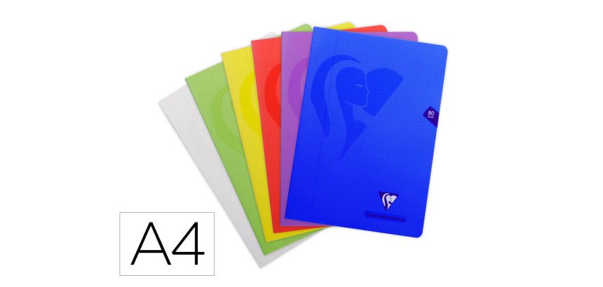 Libreta clairefontaine din a4 48 hojas polipropileno cuadro 4 mm colores surtidos