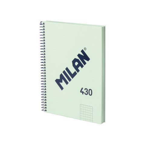 Cuaderno espiral milan serie 1918 din a5 80 hojas cuadro 5 mm color verde
