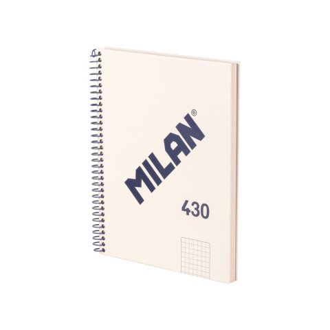 Cuaderno espiral milan serie 1918 din a5 80 hojas cuadro 5 mm color beig