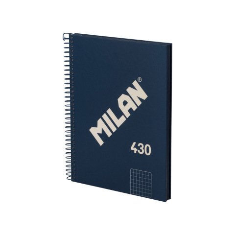 Cuaderno espiral milan serie 1918 din a5 80 hojas cuadro 5 mm color azul