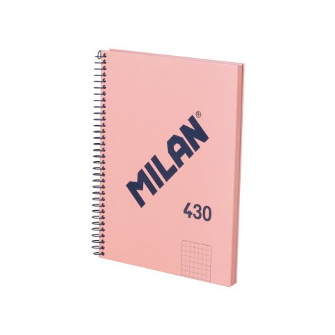 Cuaderno espiral milan serie 1918 din a5 80 hojas cuadro 5 mm color rosa