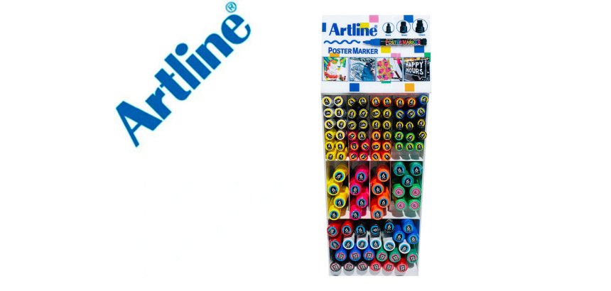 Expositor artline poster marker 96 unidades colores surtidos 51 uds 2 mm / 33 uds 6 mm / 12 uds 12 mm