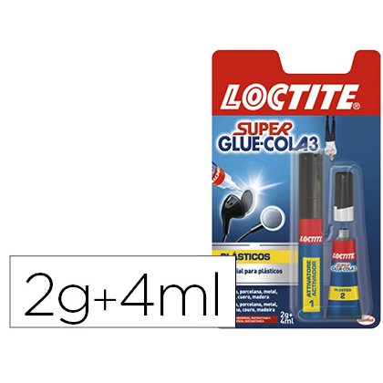 Pegamento loctite super glue 3 adhesivo instantaneo especial plastico dificiles blister 1 tubo 2 gr + 1 rotulador 4 ml