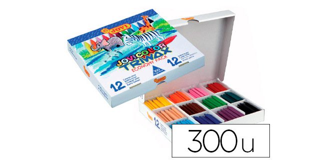 Lapices cera jovicolor triwax caja de 300 unidades 12 colores surtidos