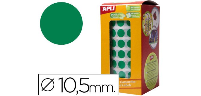 Gomets autoadhesivos circulares 10,5 mm en rollo Apli