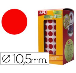 Gomets autoadhesivos circulares 10,5 mm rojo rollo de 5192 unidades