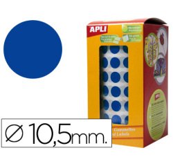 Gomets autoadhesivos circulares 10,5mm azul rollo de 5192 unidades