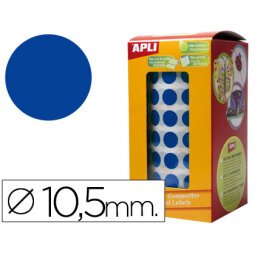 Gomets autoadhesivos circulares 10,5mm azul rollo de 5192 unidades