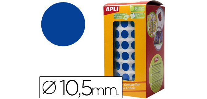 Gomets autoadhesivos circulares 10,5mm azul rollo de 5192 unidades