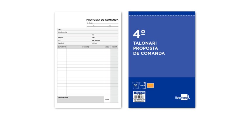Talonario liderpapel pedidos cuarto original y copia t222 texto en catalan