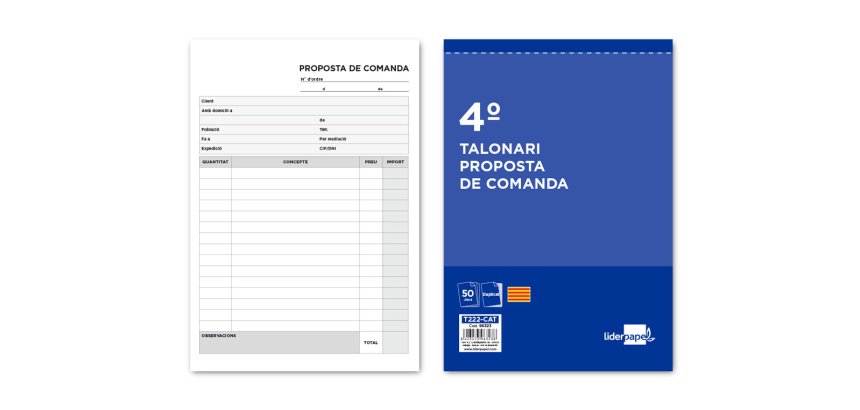 Talonario liderpapel pedidos cuarto original y copia t222 texto en catalan