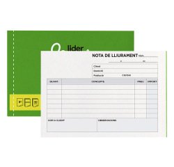 Talonario liderpapel entregas 8º original y copia t228 apaisado texto en catalan