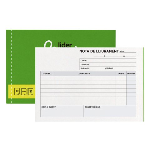 Talonario liderpapel entregas 8º original y copia t228 apaisado texto en catalan