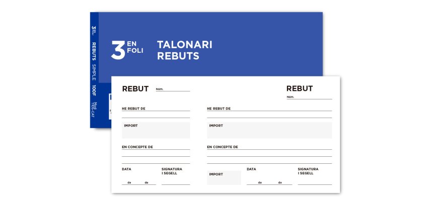 Talonario liderpapel recibos 3/fº original t105 con matriz texto en catalan