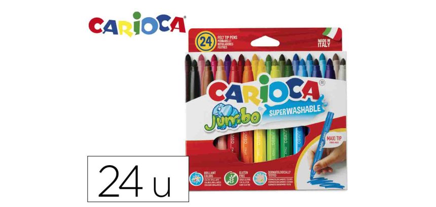 Rotulador carioca jumbo punta gruesa estuche de 24 unidades colores surtidos