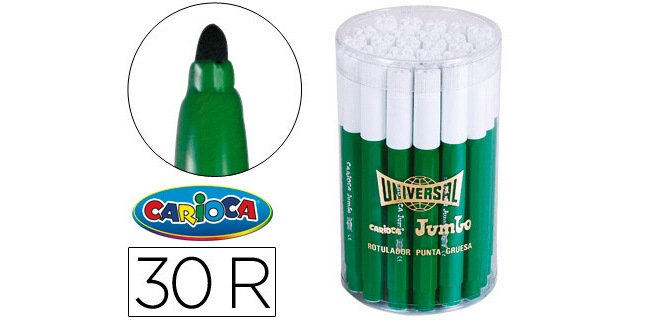 Rotulador carioca jumbo verde punta gruesa bote de 30 unidades