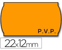 Etiquetas meto onduladas 22x12 mm pvp naranja fluor removible rollo 1500 etiquetas