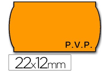 Etiquetas meto onduladas 22x12 mm pvp naranja fluor removible rollo 1500 etiquetas