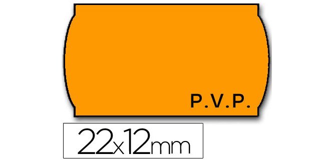Etiquetas meto onduladas 22x12 mm pvp naranja fluor removible rollo 1500 etiquetas
