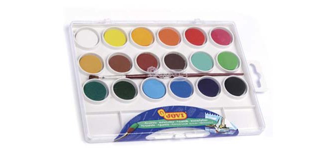 Acuarela jovi 18 colores con pincel estuche de plastico