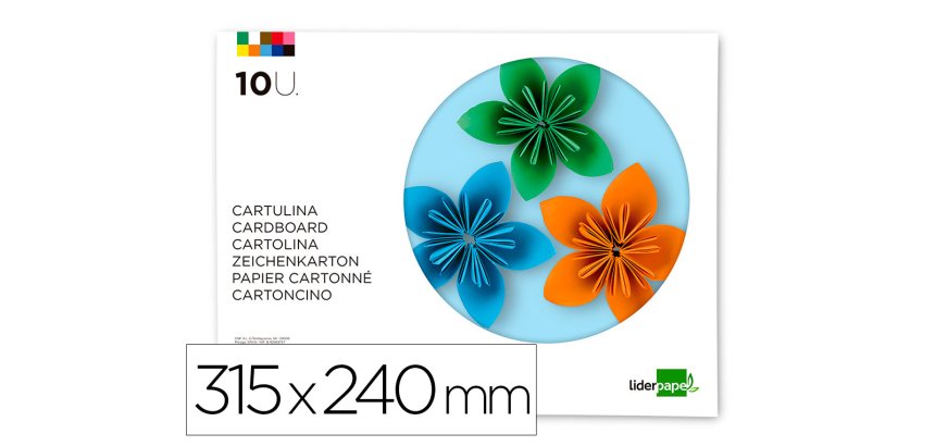 Bloc trabajos manuales liderpapel cartulina 240x315mm 10 hojas colores surtidos