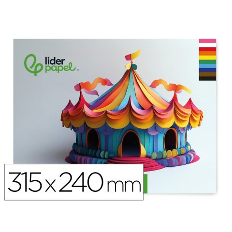 Bloc trabajos manuales liderpapel cartulina 240x315mm 10 hojas colores surtidos