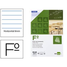 Bloc examenes liderpapel horizontal folio 40 hojas 60g/m2