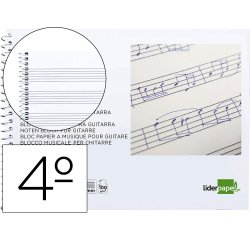 Bloc musica liderpapel para guitarra hexagrama 3 mm cuarto 20 hojas 100g/m2