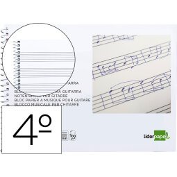 Bloc musica liderpapel para guitarra hexagrama 3 mm cuarto 20 hojas 100g/m2