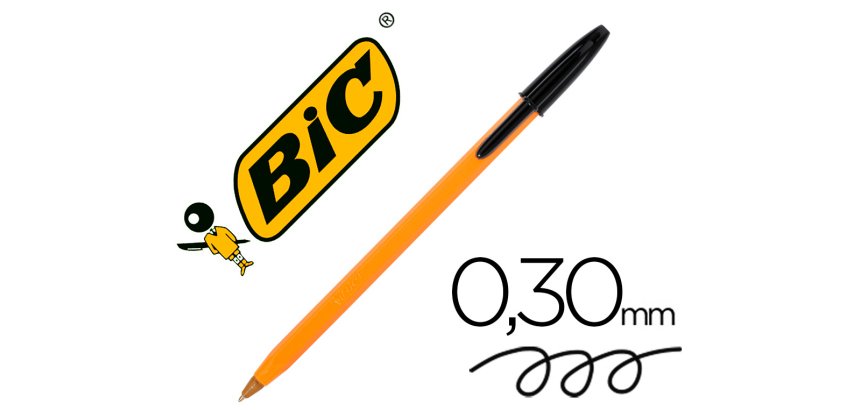 Boligrafo bic naranja fine original negro
