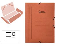 Carpeta liderpapel gomas tres solapas carton compacto folio color cuero