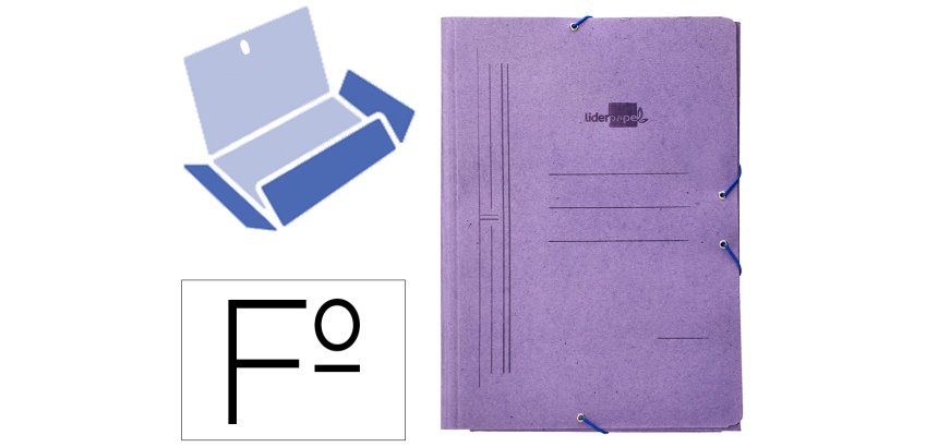 Carpeta liderpapel gomas tres solapas carton compacto folio color azul