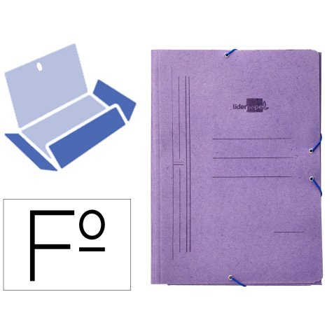 Carpeta liderpapel gomas folio 3 solapas carton compacto azul