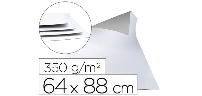 Cartoncillo gris liderpapel con una cara blanca 350 g 64x88 cm paquete de 1 kg (5 hojas)