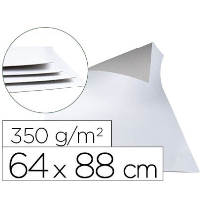 Cartoncillo gris liderpapel con una cara blanca 350 g 64x88 cm paquete de 1 kg (5 hojas)